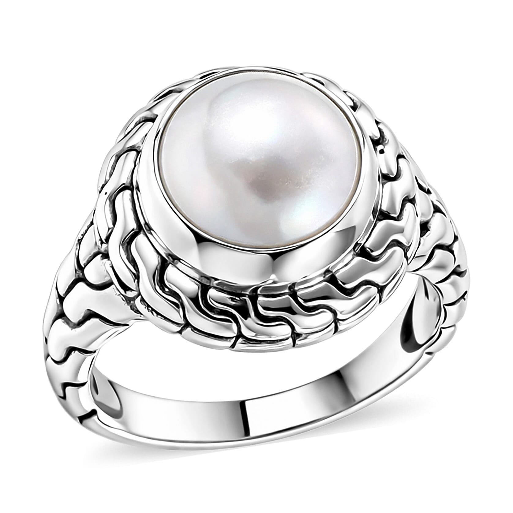 BALI LEGACY White Mabe Pearl Ring in Sterling Silver (Size 6.0) (1)