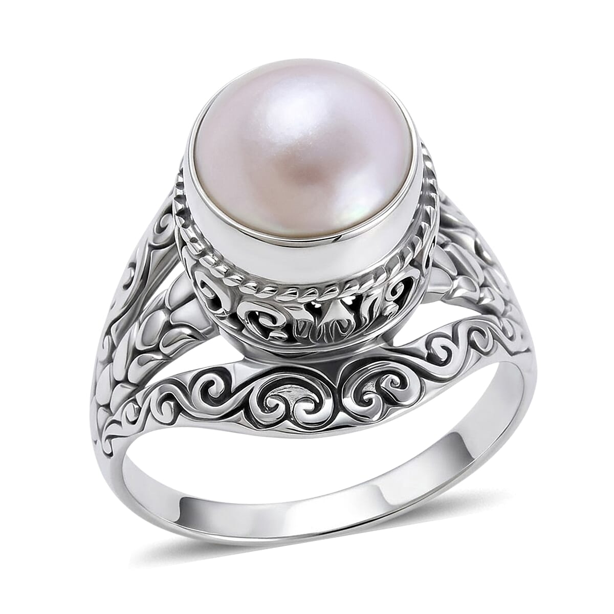 BALI LEGACY White Mabe Pearl Ring in Sterling Silver (Size 7.0) 10 Grams (1)