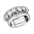 Polki Diamond and White Diamond Ring in Platinum Over Sterling Silver (Size 10.0) 7.50 Grams 0.75 ctw - Sticky add to cart bar