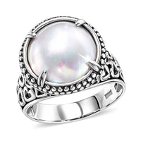 BALI LEGACY White Mabe Pearl Ring in Sterling Silver (Size 10.0) 7.08 Grams