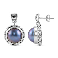 BALI LEGACY Blue Mabe Pearl Earrings in Sterling Silver (7 g)