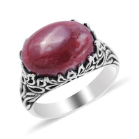 BALI LEGACY 11.00 ctw Norwegian Thulite Ring in Sterling Silver (Size 8.0) 7.50 Grams