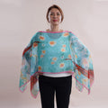 TLV All in One Turquoise Floral Brush Stroke Chiffon Tunic - Sticky add to cart bar