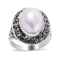 Bali Legacy White Mabe Pearl Ring in Sterling Silver (Size 11.0) 7.55 Grams