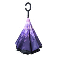Purple and White Floral Pattern Double Layer Canopy Inverted Umbrella (46" Diameter) - Sticky add to cart bar