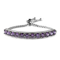 Simulated Amethyst Color Diamond Half Tennis Bolo Bracelet in Silvertone - Sticky add to cart bar