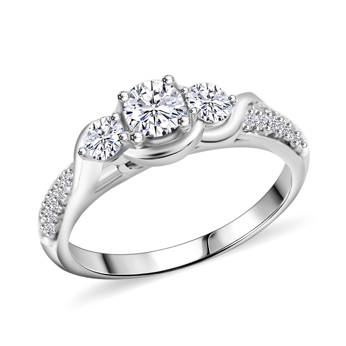 NY Closeout 14K White Gold G-H I1 Diamond Ring (Size 7.0) 4.30 Grams 0.80 ctw