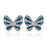 Simulated Diamond Butterfly Earrings in Silvertone
