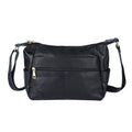 PASSAGE Black Genuine Leather Crossbody Bag (11.41"x3.94"x8.24") with Multi Pockets & 46 Inches Adjustable Shoulder Strap - Sticky add to cart bar