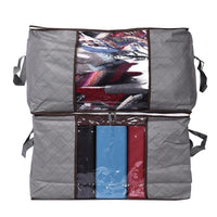 Set of 2 Grey Non Woven Fabric Storage Bag with Clear Window