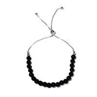 Natural Thai Black Spinel Beaded Bolo Bracelet in Sterling Silver 25.15 ctw