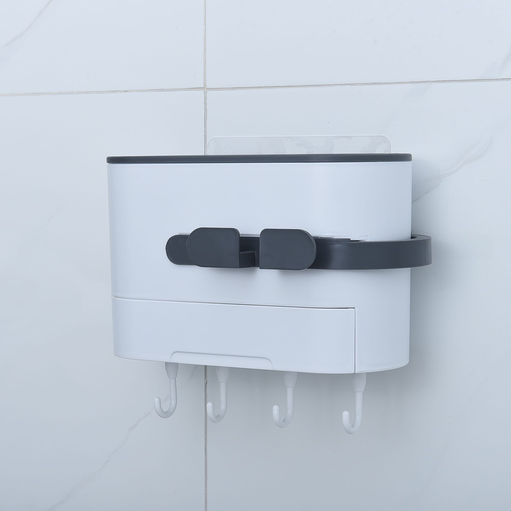 Black & White Multipurpose Wall Mounted Hair Dryer Holder