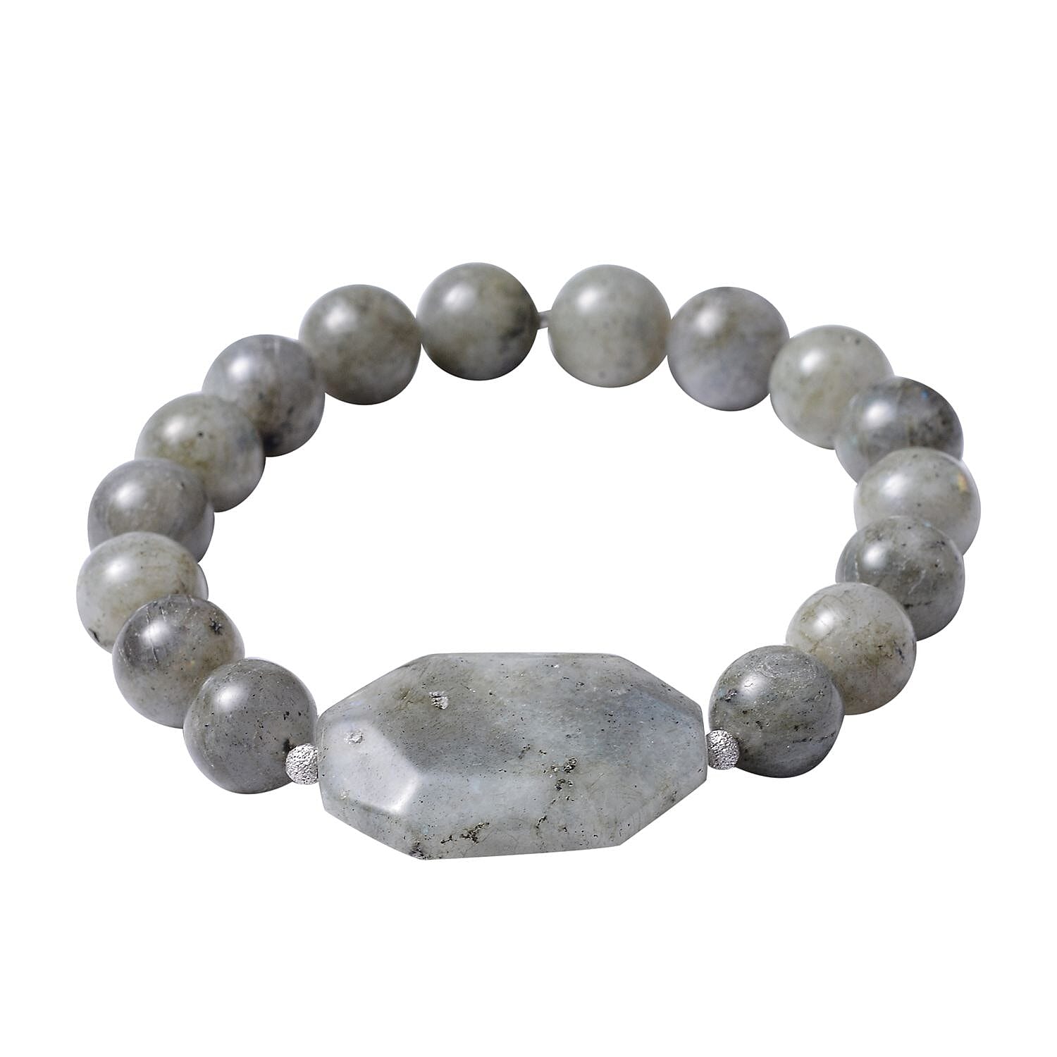 166.50 ctw Malagasy Labradorite Bracelet in Rhodium Over Sterling Silver (6.50 In)