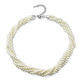 Simulated White Pearl 5-7mm Beaded Multi Strand Necklace 20 Inches in Silvertone - Sticky add to cart bar
