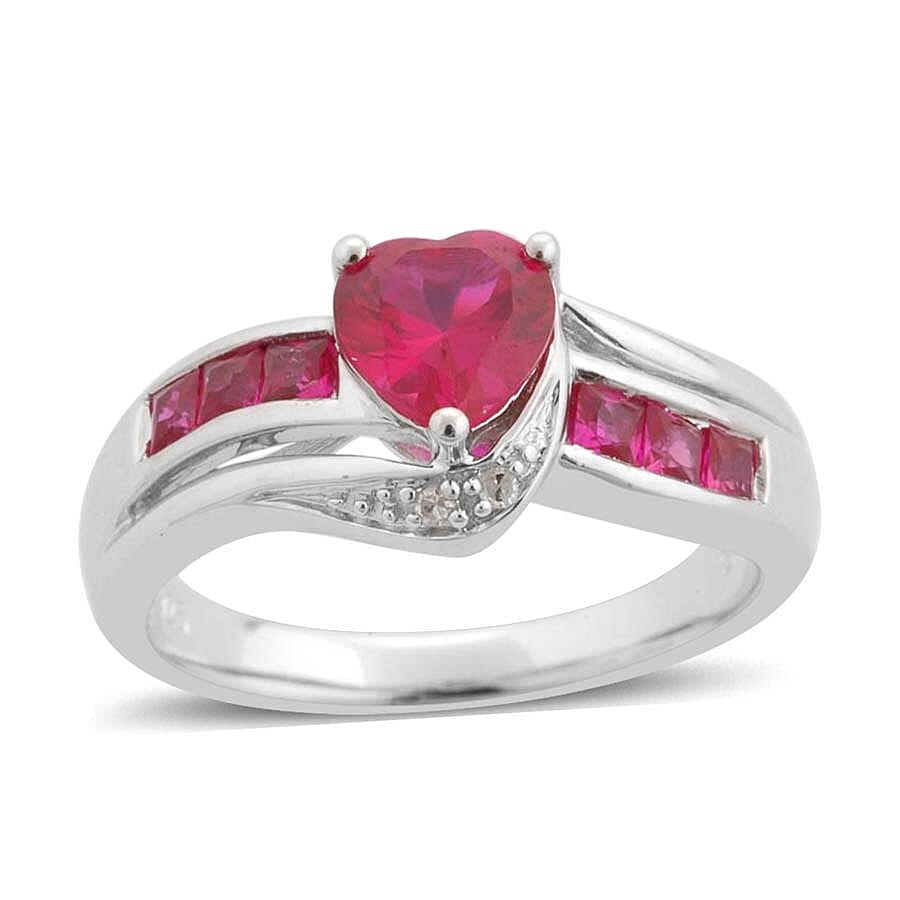 Lab Created Ruby and Diamond Accent Ring in Sterling Silver (Size 7) (1)