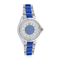 CHARLES LATOUR Japanese Movement White Crystal MOP Dial Watch in Black (34mm)