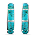 SANTA FE Style Turquoise J-Hoop Earrings in Sterling Silver 2.50 ctw - Sticky add to cart bar