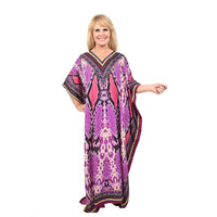 WINLAR Purple Snakeskin Animal Print Round Neck Long Polyester Kaftan (One Size Fits Most)