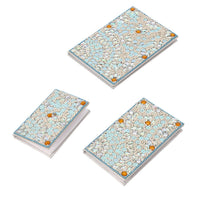 Set of 3 Cream & Blue Bedazzled Diary (7x5, 6x4, 3x5 in)