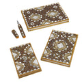 Set of 3 Brown Bedazzled Diary (7x5, 6x4, 3x5 in) and with Matching Pen - Sticky add to cart bar