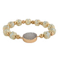 White Drusy Quartz and Opalite Bracelet in Goldtone (6.50 In) 93.00 ctw - Sticky add to cart bar