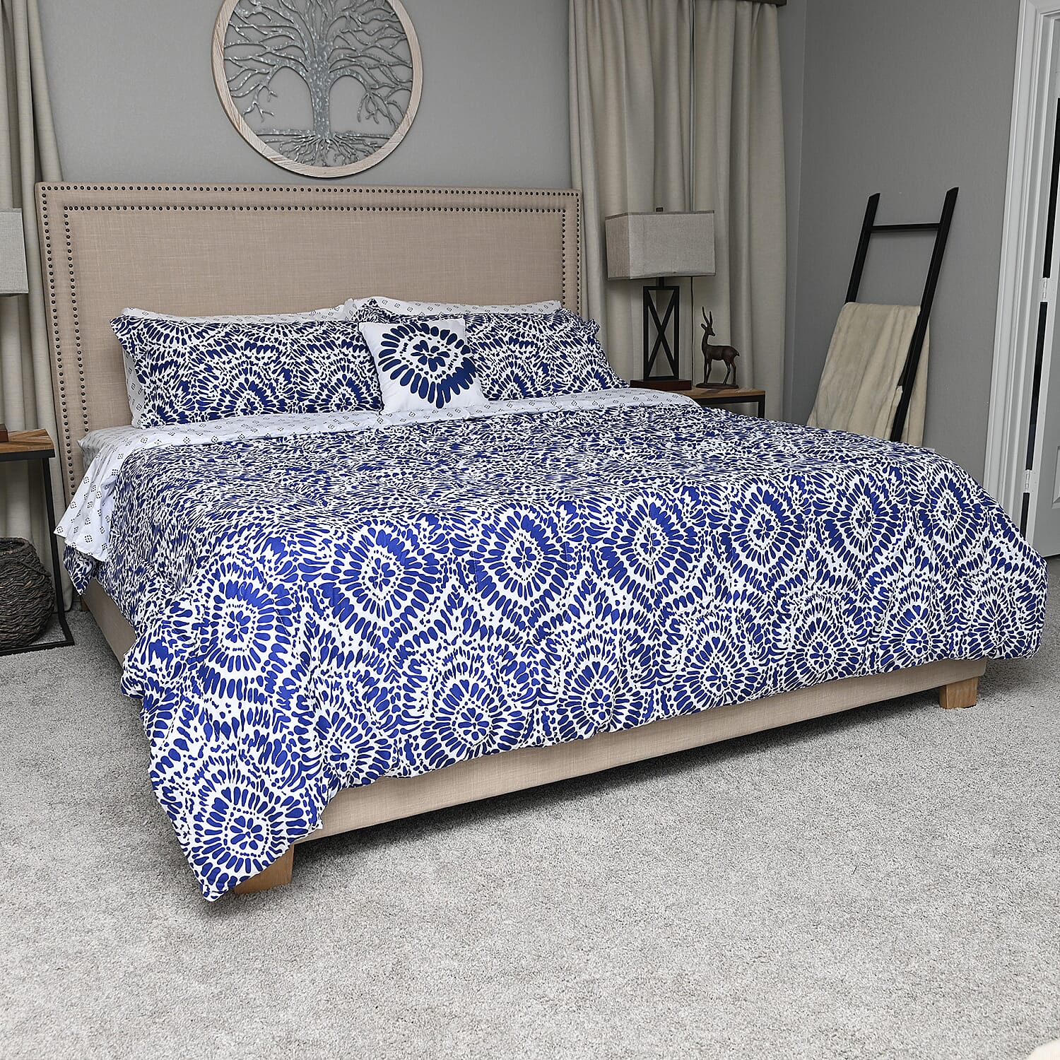 BELLA HOME 8pc Grey Damask Comforter Set -Full (100% Microfiber) (1)