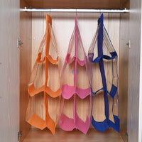 Set of 3 Orange, Dark Blue and Pink Non-Woven Hanging Storage Bag wih Large Clear Window (12.8"x31")