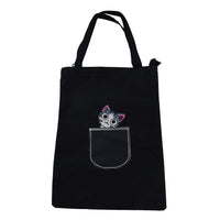 Black Cat Pattern Dinir Canvas Tote Bag (11.02"x13.78")