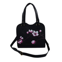 Black Faux Leather Floral Pattern 3 in 1 Sling Bag With 2 Smaller Bag (10.24"x4.72"7.87")