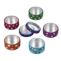 Set of 6 Beaded Gift Boxes with Glass Top- Multi Color