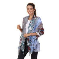 JOVIE Blue Flower Print Scarf (71"x35")