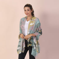JOVIE Blue Flower Print Scarf (71"x35")
