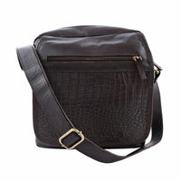 Bali Hand Crafted Natural Dyed Leather Organize Shoulder Bag - Black