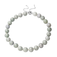 White Jade 15-17mm Beaded Necklace 18-22 Inches with Magnetic Clasp in Rhodium Over Sterling Silver 1168.00 ctw