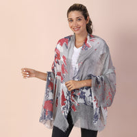 JOVIE Blue Flower Print Scarf (71"x35")