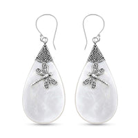 Mother Of Pearl Dragonfly Earrings in Sterling Silver
