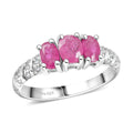 Mozambique Ruby and Natural White Zircon Ring in Platinum Over Sterling Silver (Size 7.0) 1.20 ctw - Sticky add to cart bar