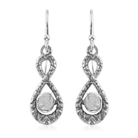 Polki Yellow Diamond Infinity Drop Earrings in Sterling Silver 0.25 ctw