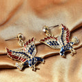 Black and White Austrian Crystal and Enameled Eagle Earrings in Goldtone - Sticky add to cart bar