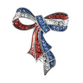 Multi Color Austrian Crystal and Enameled American Flag Ribbon Brooch in Silvertone - Sticky add to cart bar