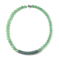 Green Aventurine, Neon Green Austrian Crystal Beaded Necklace with Charm (20 Inches) in Silvertone - Sticky add to cart bar