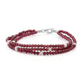 Mozambique Garnet Beaded, Pearl Bracelet in Sterling Silver (7.25 In) 25.00 ctw - Sticky add to cart bar