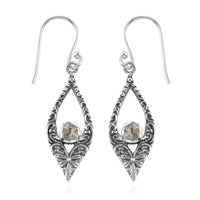 Artisan Crafted Polki Yellow Diamond Dangle Earrings in Sterling Silver 0.25 ctw