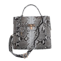 The Grand Pelle Handcrafted 100% Genuine Python Leather Black Color Tote Bag (12.20"x10.10"x6")