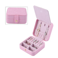 Pink Faux Leather Small Jewelry Box  with Velvet Anti Scratch Interior & Button Closure (4.72"x4.72"x2.17")