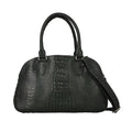 Black Genuine Leather Croco Embossed Shoulder Bag (11.6"x3.6"x8.5") - Sticky add to cart bar