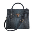 The Grand Pelle Handcrafted 100% Genuine Python Leather Black Color Tote Bag (12.20"x10.10"x6") - Sticky add to cart bar