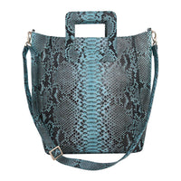 The Grand Pelle Handcrafted 100% Genuine Python Leather Black Color Tote Bag (13.78"x13.78"x5.51")