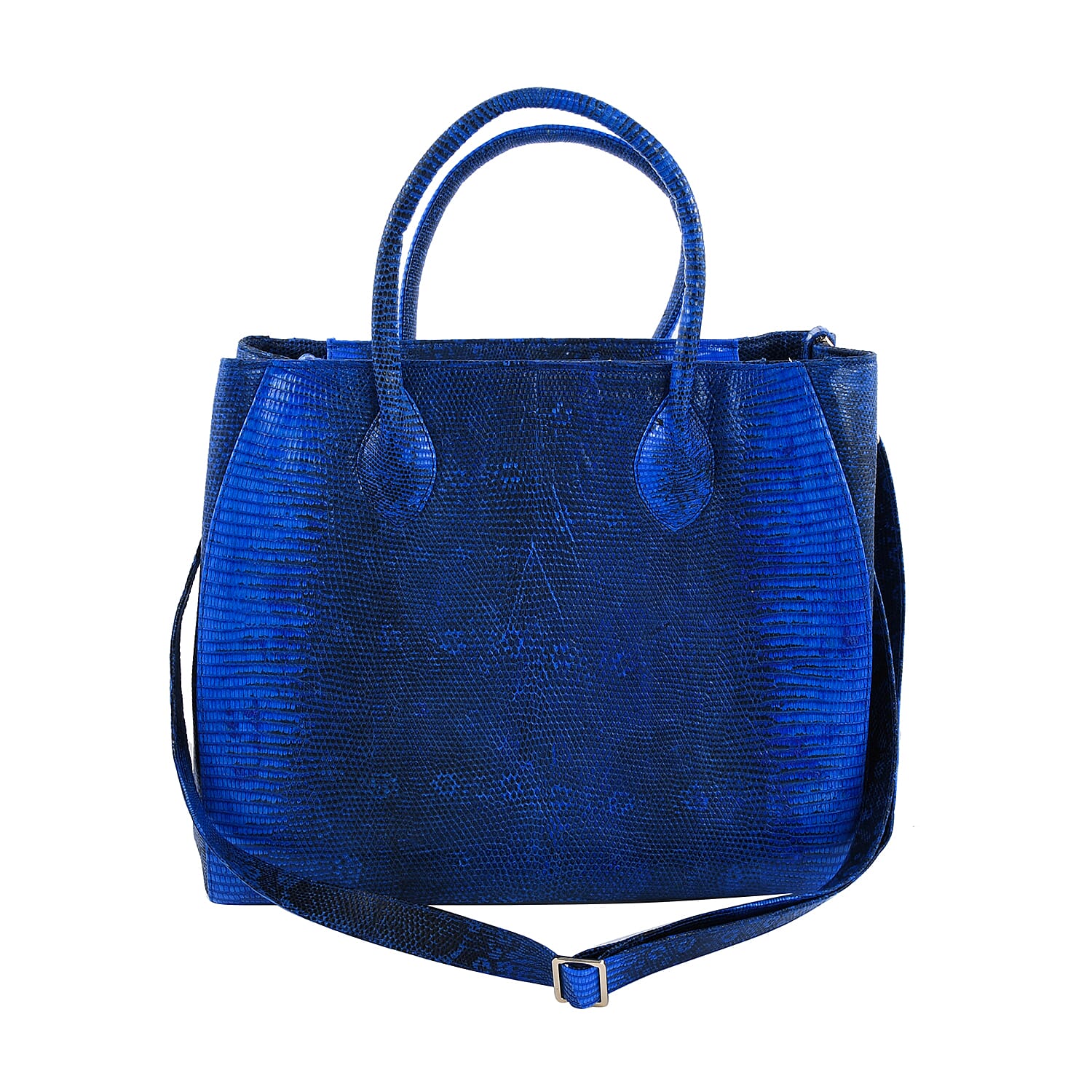 The Pelle Lizard Collection Handmade 100% Genuine Lizard Leather Blue Color Tote Bag