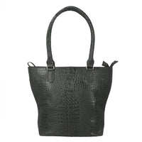 Black Dual Tone Croco Embossed Cow Genuine Leather Tote Bag Dual Tone (15.75" x 4" x 13")